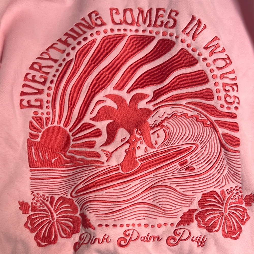 Pink Hoodie with Red Tropical Embroidery - Picture 3 of 3